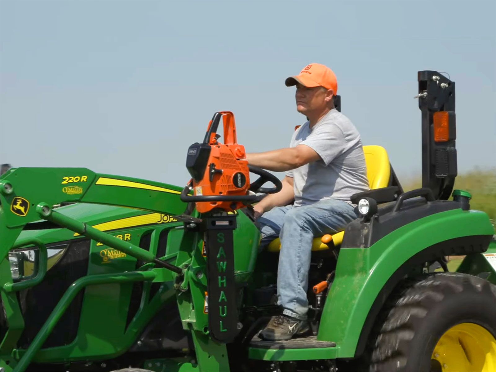 Carrying Chainsaw Securely on Tractor Loader