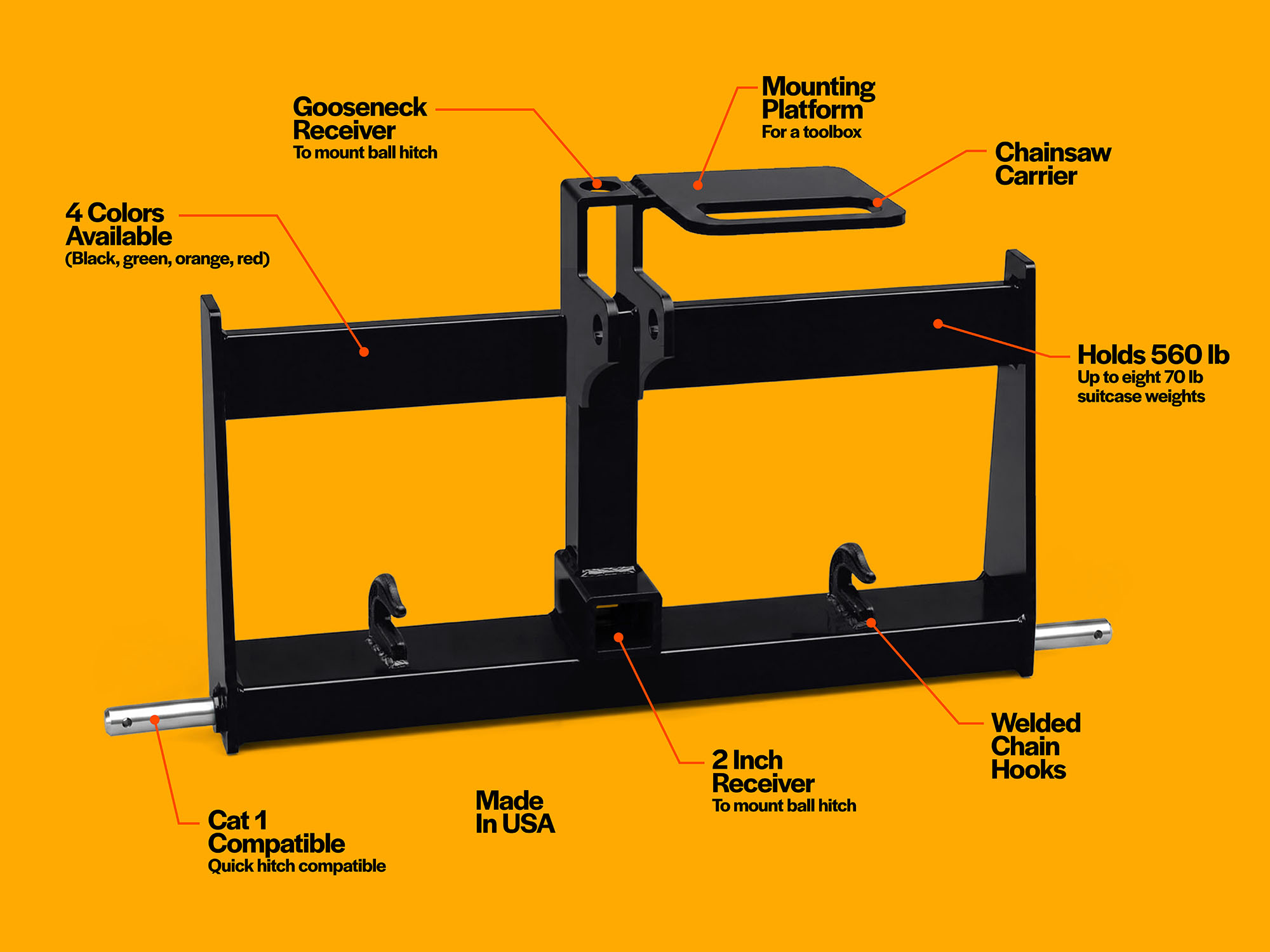 Diagram with features listed for GWT VersaBracket (weight rack)