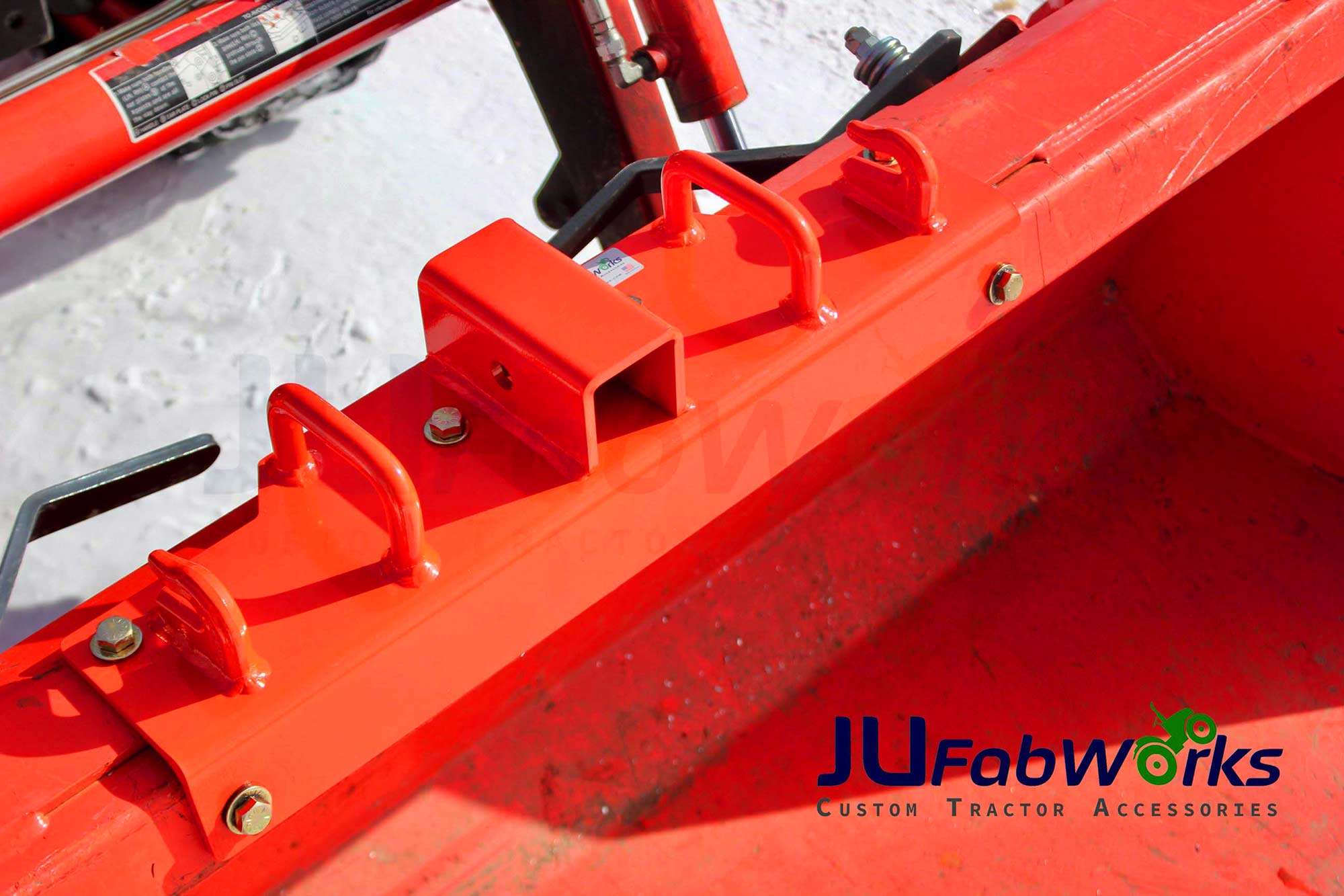 JU FabWorks Bolt-On Grab Hooks, Plates for Kubota Bucket