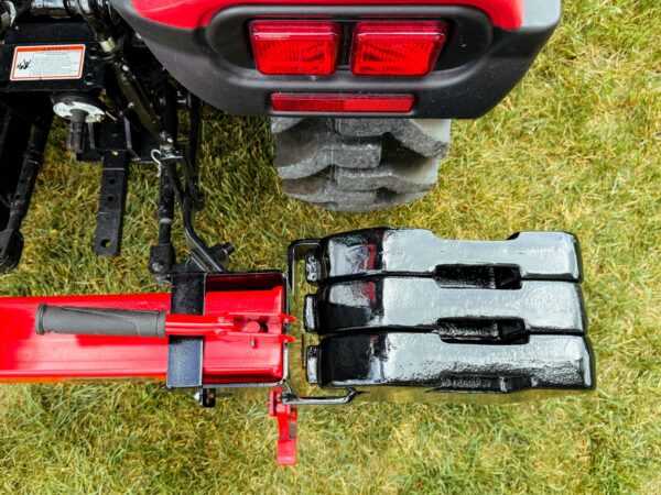 Top View of Three 70 lb Suitcase Weights on GWT Hitch Hanger