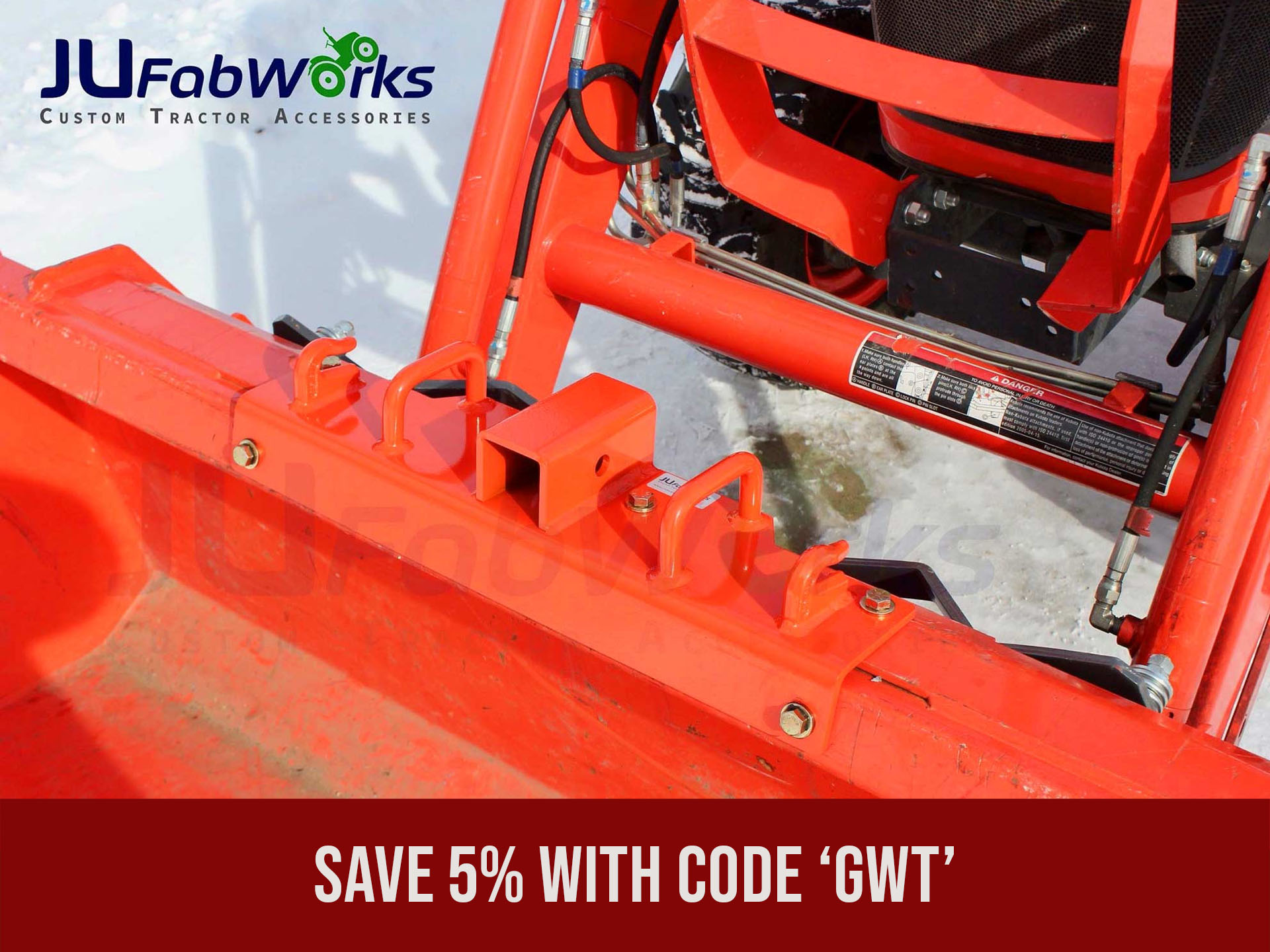 JU FabWorks BoltOn Grab Hooks, Plates for Kubota Bucket