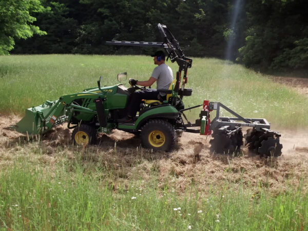 Dirt Dog 3-Point Disc Harrow on John Deere 1025R Side View