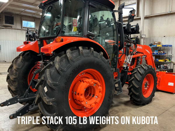 Triple Stack 105 lb Wheel Weights on Kubota M5-111