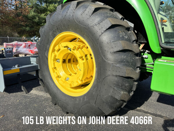 Triple Stack 105 lb Wheel Weights on John Deere 4066R