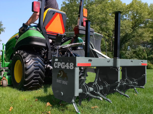 Dirt Dog 3-Point Plugger Aerator on John Deere 1025R