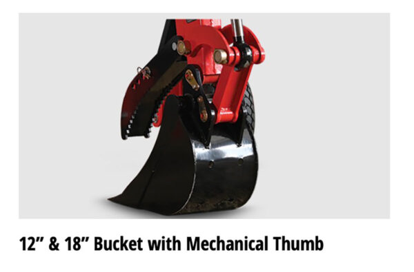 Bucket with Mechanical Thumb on MK Martin Backhoe
