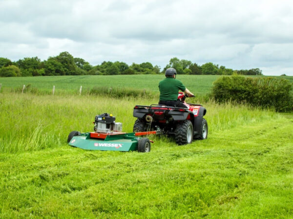 Mowing Pasture with ATV and Wessex AT110 Rotary Cutter