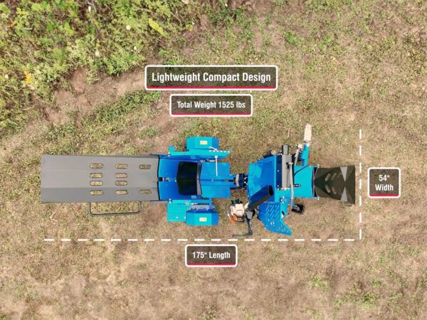 Aerial View with Dimensions of WP525 Firewood Processor