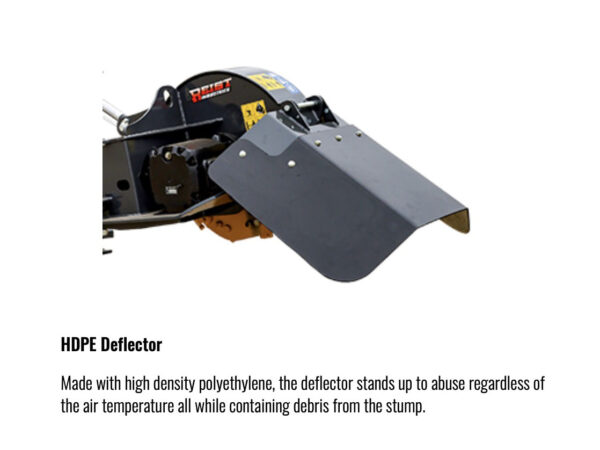 HDPE Deflector (flexible, but durable) on Reist Swing Arm Stump Grinder