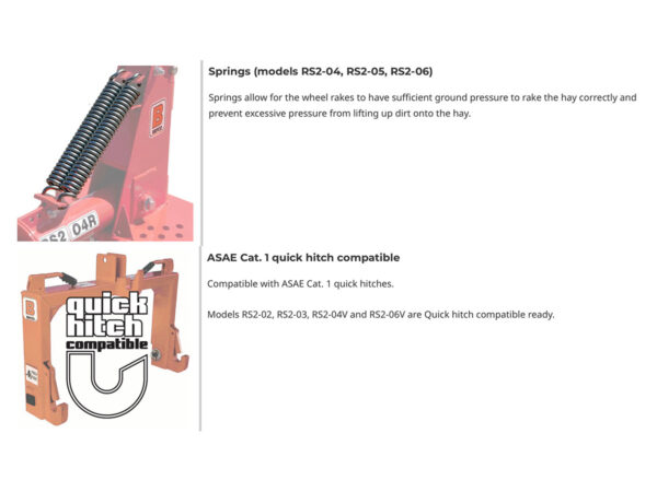BEFCO RS2 Hay Wheel Rake Standard Features 02