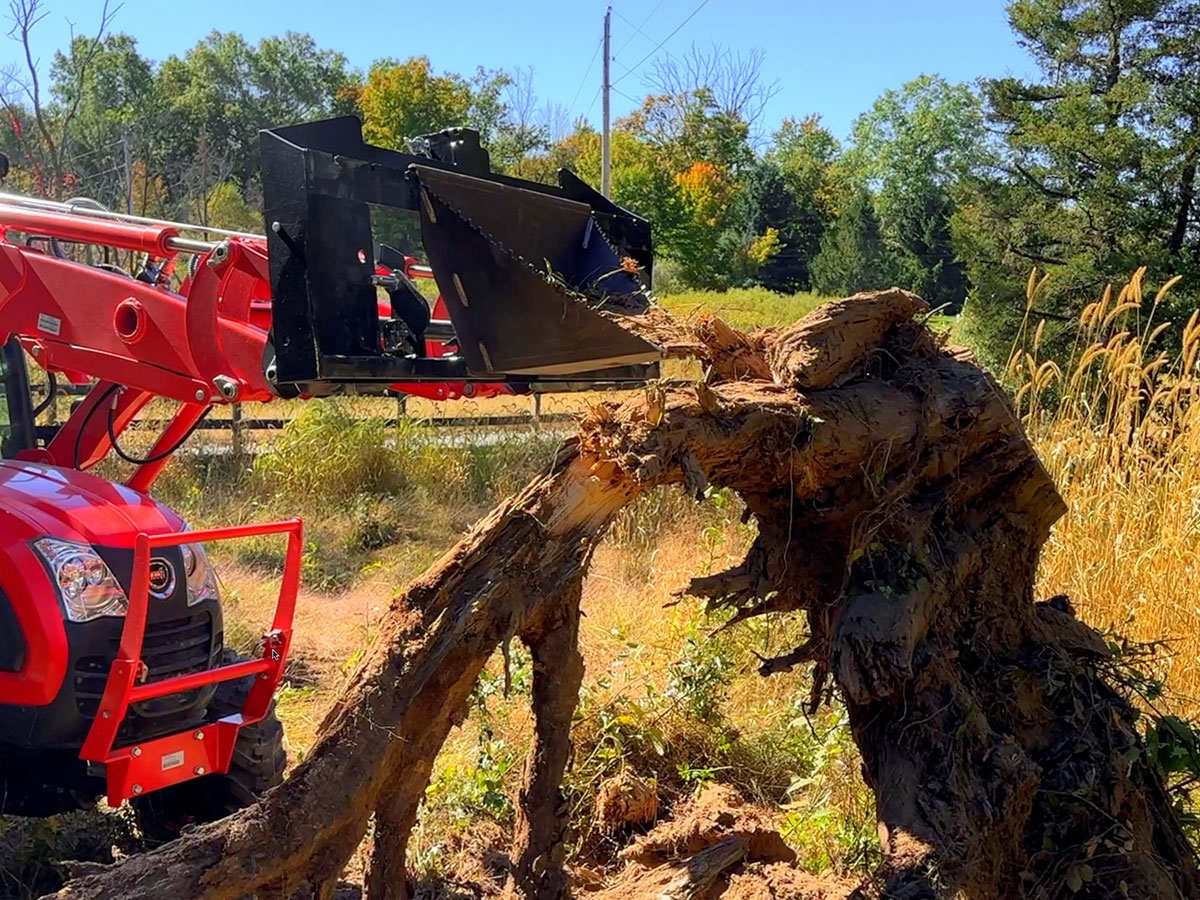 GWT Add A Wrecker Stump Bucket and Big Stump Freshly Dug Up