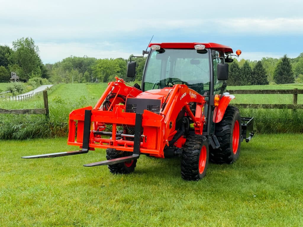 front angled view of pallet forks