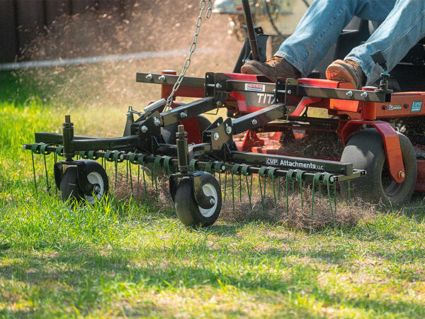 CMP Front-Mount Dethatcher on Toro ZeroTurn