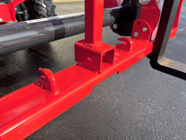 Red Versaforks Welded 2" Trailer Hitch Receiver and chain hooks