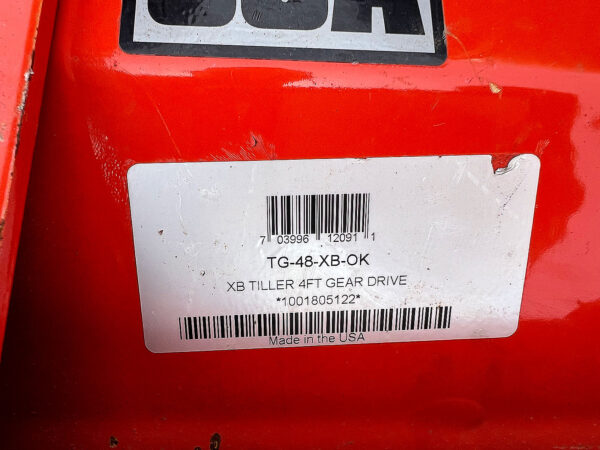 King Kutter 48" XB Tiller, Serial Plate