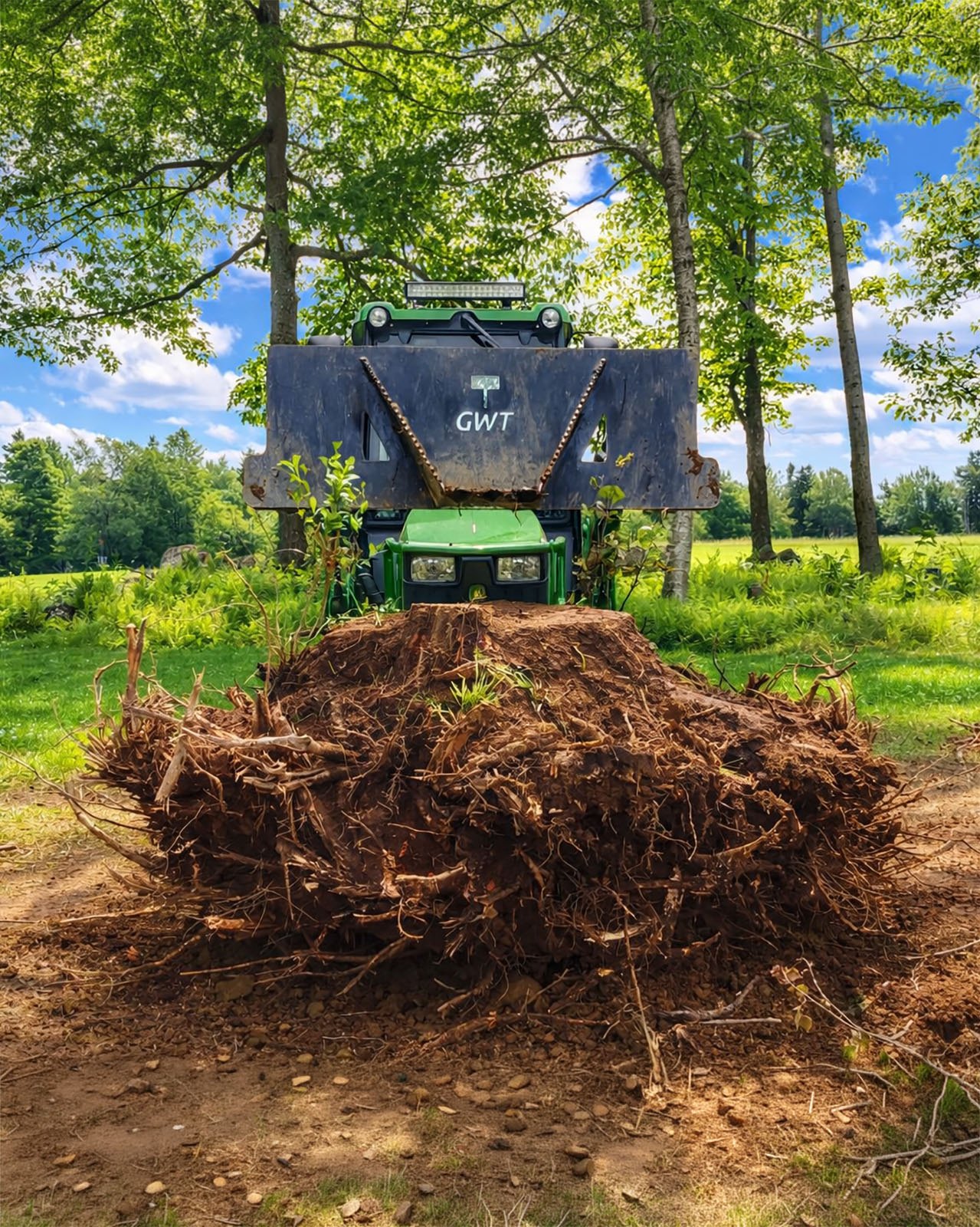 The Mini Wrecker removes an entire shrub, roots and all