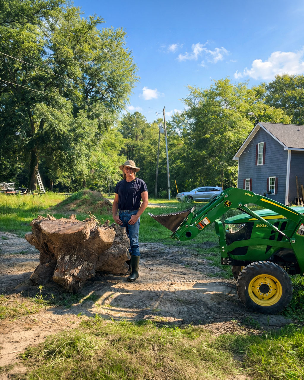 The Mini Wrecker removes an entire shrub, roots and all