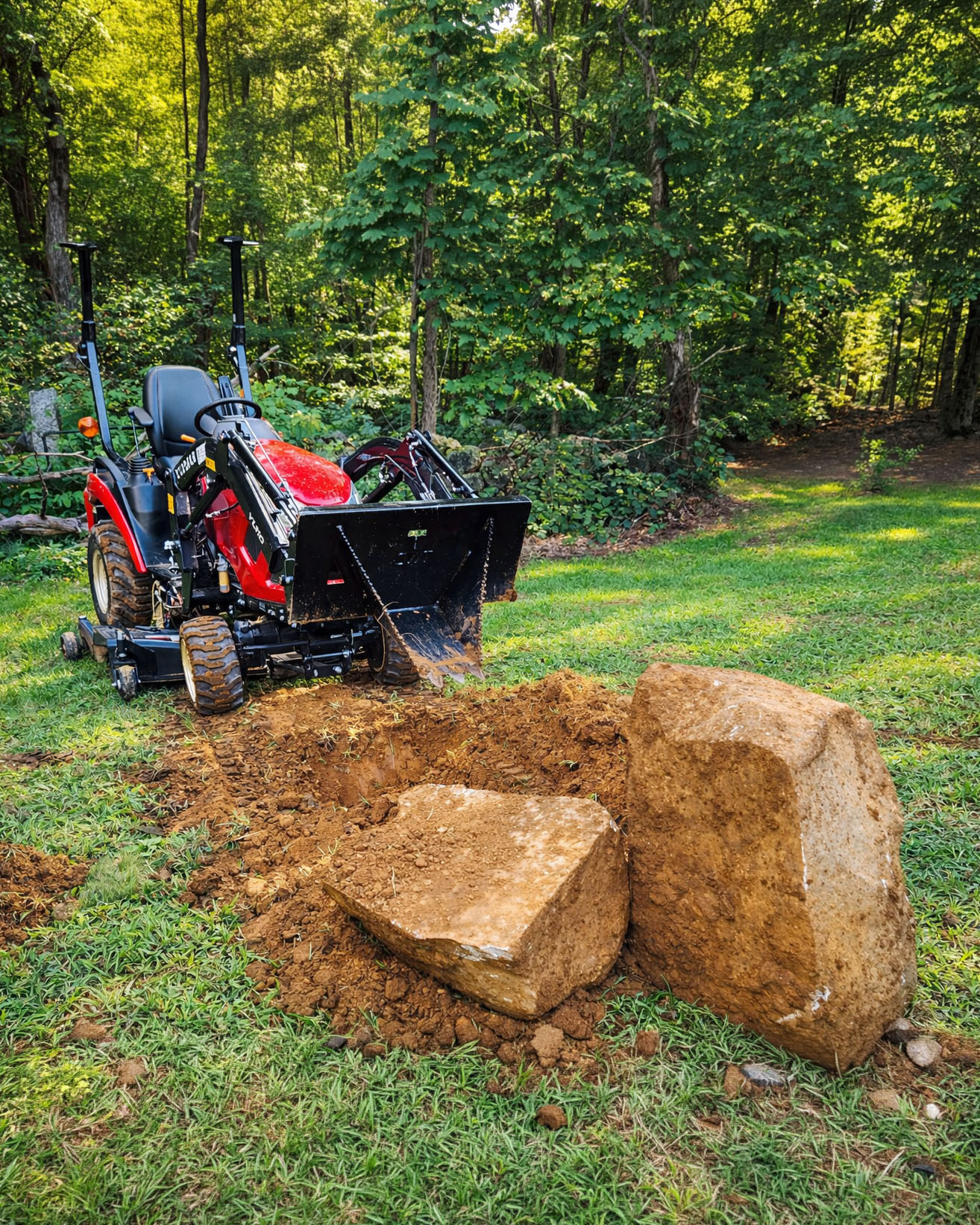 The Mini Wrecker removes an entire shrub, roots and all