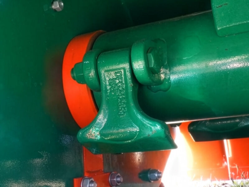 green hammer blade on flail mower